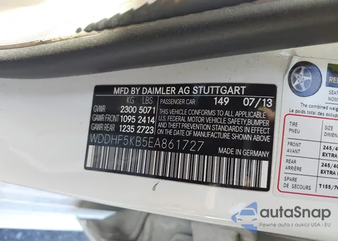 2014 Mercedes-Benz E 350 z USA, uszkodzony, nr VIN WDDHF5KB5EA861727